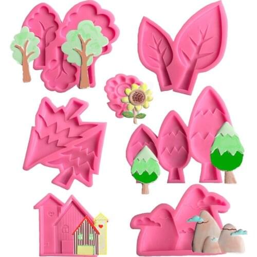Flower Bottle Tree House Shape Silicone Mold Sugarcraft Fondant Cake Decoration Tool chocolate Candy mold