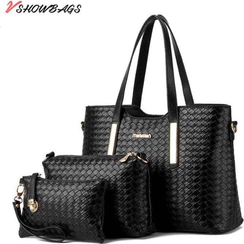 High Quality Handbags Brand Shoulder bags Pu leather Fashion Handbags Pure color Bags Female handbag designer Shoulder Bags 3pc