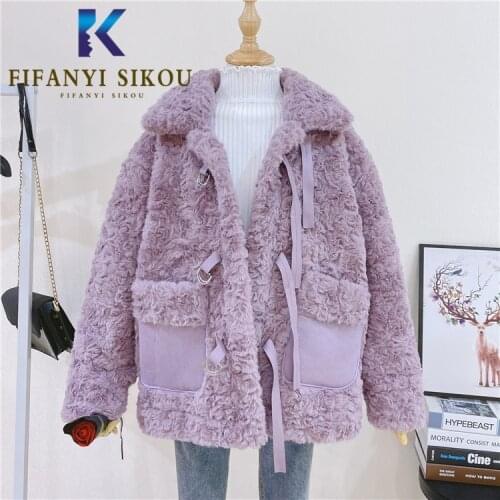 Faux Lamb Fur Jacket Women High Quality Winter Coat Fashion Pocket Loose Casual Faux Fur Coat Thick Warm Plush Coats Female