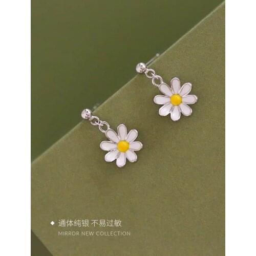 Sterling silver earrings cute flower jewelry for female handmade niche trendy earrings gifts for fashion women 2020 wholesale