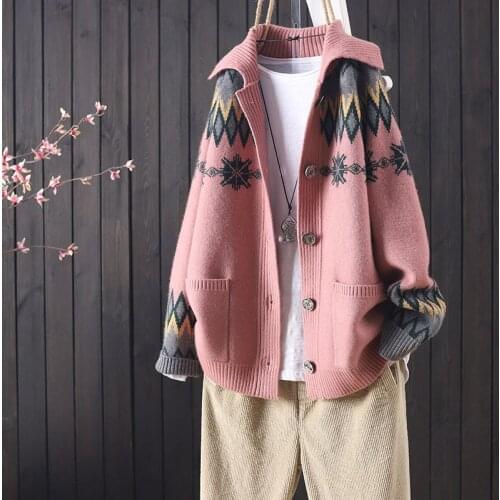 2021 Women Autumn and Winter V-Neck Knitted Cardigan Female Slim Fashion V-neck Sweater Ladies Fashion Cotton Loose Jacket H116