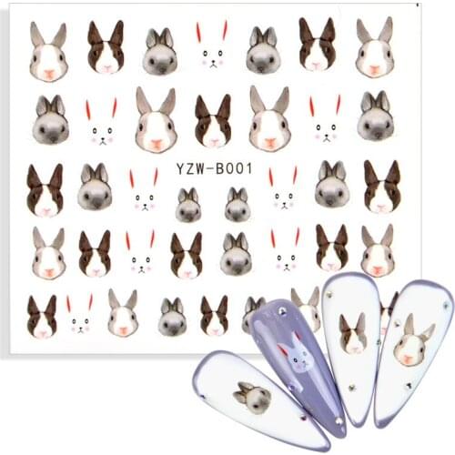 1pcs Nail Stickers Cute Cartoon Transfer Sliders For Nails Rabbit Adhesive Decals Anime For DIY Manicure