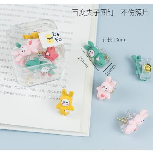 10pcs/box Office School Accessories rabbit Clip Push Pins Stylish Thumb Tacks for Cork Board