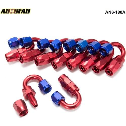 10PCS/LOT AN6 180 Degree Fuel Oil Fitting Aluminum Oil Cooler Hose End Adaptor Universal AN6-180A