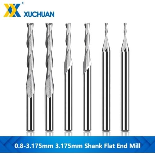 2 Flute Spiral End Mill CNC Flat End Milling 3.175mm Router Bits Thread Cutter Mill 10pcs Tungsten Carbide Steel Drill Bits