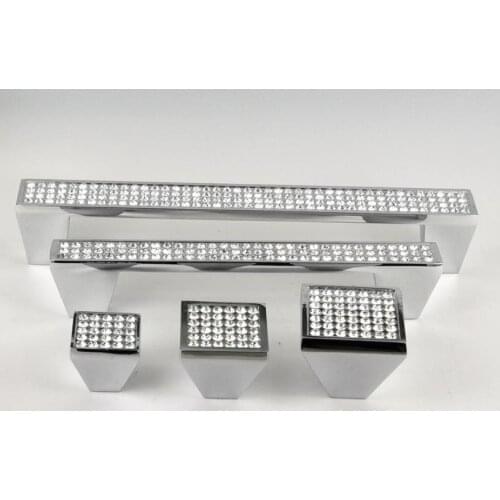 20/25/30mm Diamond Crystal Glass Furniture Knob 96mm 128mm Rhinestone Cupboard Drawer Pull Kitchen Cabinet Door Handle Wholesale