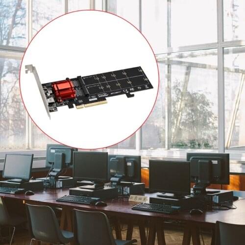 2021 New PCIe 3.1 x 8 to 2 m2 Port SSD Adapter Dual Expansion Card m-key to Pci-e Converter for NVME 2230-2260 2280 22110 SSD