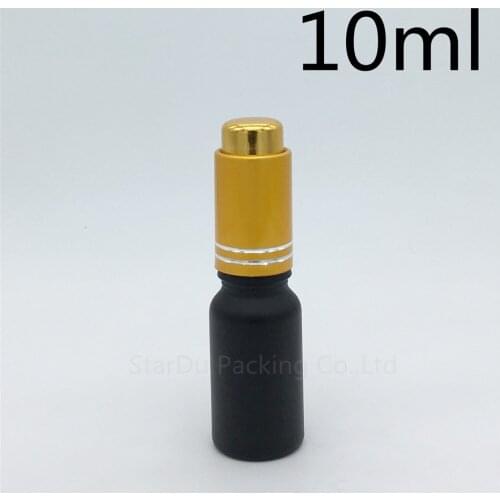 240pcs 10ml black frosted glass essential oil bottle with gold cap dropper 10cc glass perfume bottles