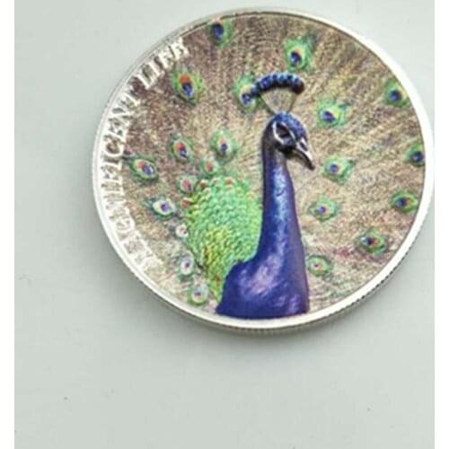 3 pcs non magnetic The newest 2015 peacock anima coins silver plated badge 40 mm Elizabeth souvenir home decoration coin