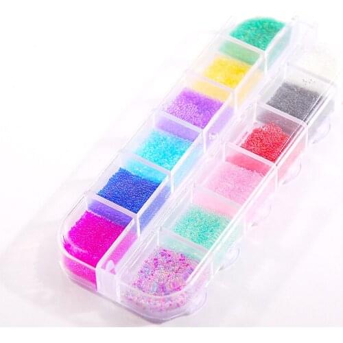 3D Nail Caviar Beads 12 Colors Glass Mini Ball Micro Caviar For Woman Decorations Transparency AB