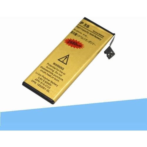 5pcs /lot 2680mAh 0 zero cycle Replacement Gold Li-Polymer Battery For iPhone 5S 5 S Accumulator Batteries