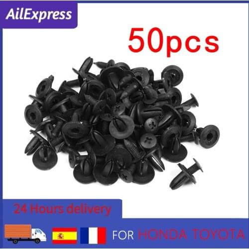 50pcs Car Fastener Clip Mixed Auto Bumper Wheel Eyebrow Fender Plastic Fastener Screw Rivet For All Cars Clip Set