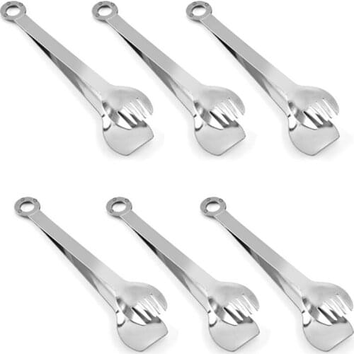 6Pcs Ice Tongs Premium Sugar Tongs Stainless Steel Kitchen Tong Mini Food Bread Serving Tongs Clip Party Bar Accessories