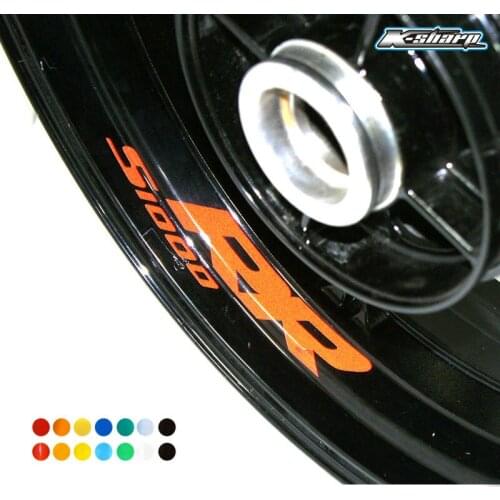 8 X custom inner Motorcycle rim stickers Wheel Reflective Decal For BMW S1000RR logo sticker