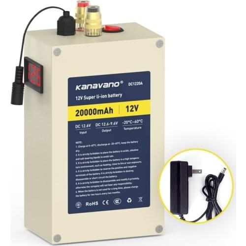 Storage batteries 12v 20Ah 18650 battery pack power banks for solar light UPS Key lock power switch emergency tools