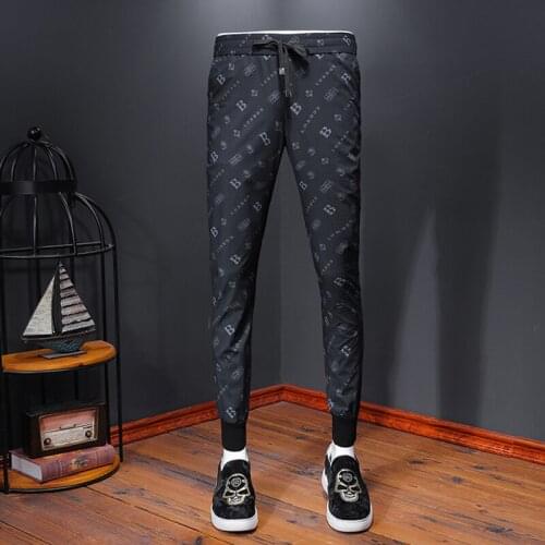 Mens Casual Pants Social Slim Fit Black Trousers Fashion Elastic band Waist Skinny Business Party Male Spring Stretchy