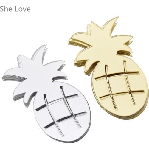 Chzimade 12pcs Pineappler Mirror Acrylic Wall Sticker Decoration Home Room Mirror Surface Decor