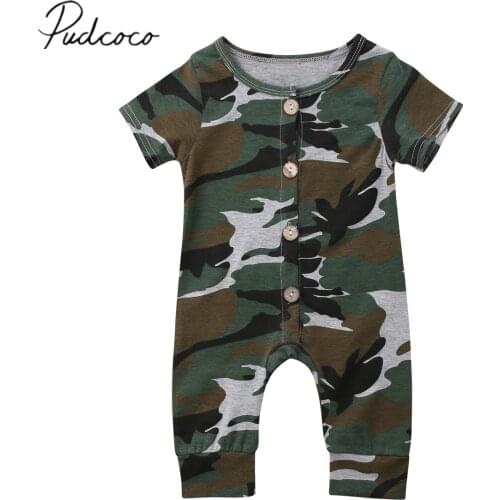 2019 Baby Summer Clothing Top Baby Kids Boy Girl Infant Camouflage Romper Jumpsuit Short Sleeve Clothes Camo Casual Outfit 0-24M