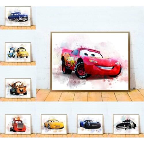 Disney Pixar Cars 2 Canvas Painting Movie Poster Cartoon Lightning McQueen Posters and Prints Wall Art Picture for Kids Room