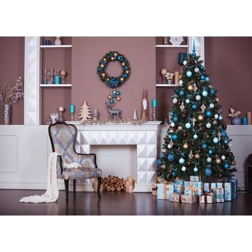 Christmas Tree Living Room Backdrop for Photo Computer Printed Photo Studio Photobooth Background for Child Baby Home Party