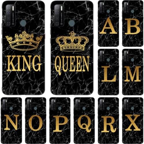 Phone case For Tecno Spark Power 2 Air Marble Golden alphabet background Soft TPU Print Cover Fundas