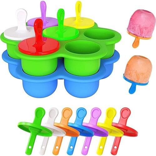 Ice Pop Mould Diy Ice Cream Mini Ice Pop Mold Maker Tray Silicone Colourful Plastic Stick Popsicle Mould Fruit Shake Accessories
