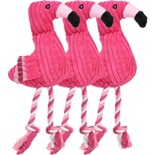 Cute Plush Flamingo Pet Dogs Bite Chew Toys Chihuahua/Yorkshire/Bulldog/Pug/Corgi Small Dog Interactive /Squeaky Sound Toy
