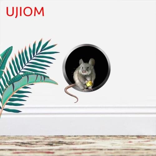 UJIOM Personality Wall Stickers for Mouse Hole Graphics Home Kids Room Vinyl Waterproof Corner Decals Art Home Decor Wallpaper