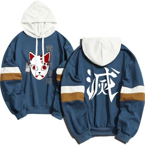 New Anime Demon Slayer Kisatsutai Kamado Tanjiro Mask Printing Casual Hoodies Pullover Harajuku Unisex Sweatshirt Cosplay
