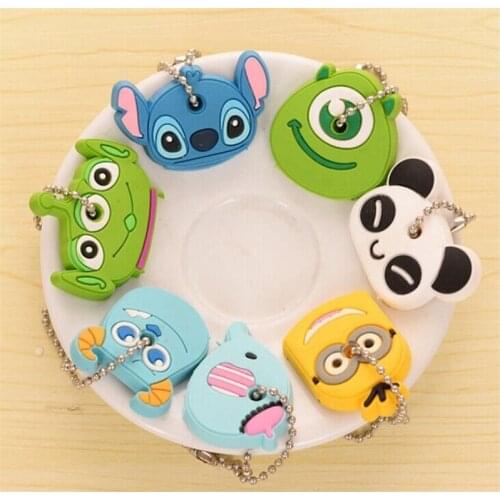 New 1PCS Cartoon Silicone Key Control Dust Cover For Girls Bag Charms Car Pendant Keyrings PVC Fashion Jewelries Key Ring Cap
