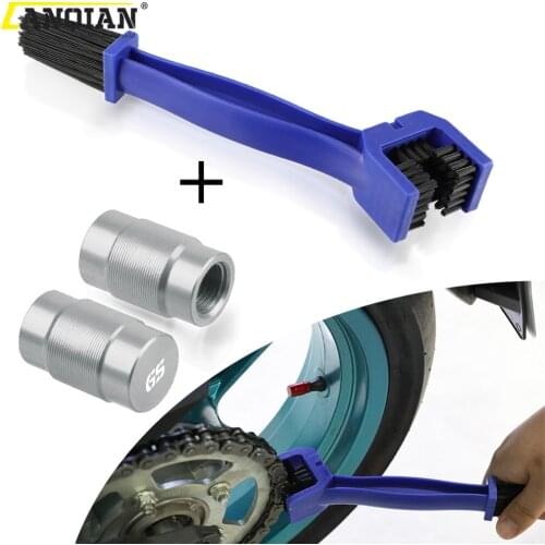 Motorcycle Chain Cleaning Maintenance Brush Vehicle Wheel Tire Valve Stem Cap For BMW G650GS R Nine T Urban GS R1200GS ADVENTURE
