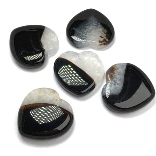 Natural Stone Pendant heart shape black Agated charms Pendant Making for Jewelry Necklace Accessories Gift for Women 35x35mm