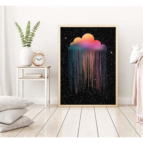 Colorful Clouds Wall Hanging Poster and Prints Abstract Handmade Oil Painting Canvas Pictures for Kids Room Art Decoration