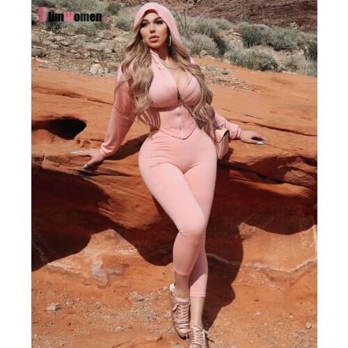 Lounge Wear Corset 2 Piece Set Women Sexy Zipper Sweatshirt Long Sleeve Hooded Crop Top + Leegings Bodycon Two Piece Set Outfits