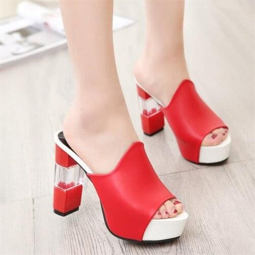 Sandals women new thick heel fish mouth womens shoes thick-soled waterproof platform high-heeled shoes womens sandals slippers
