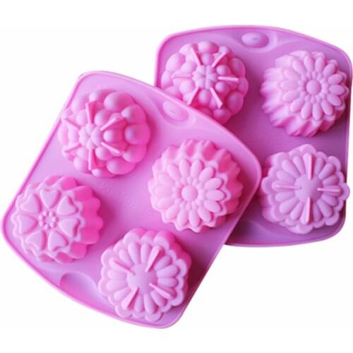 4 even different types of silica gel cake jelly handmade soap biscuit mold high temperature resistant moon cake mold D043
