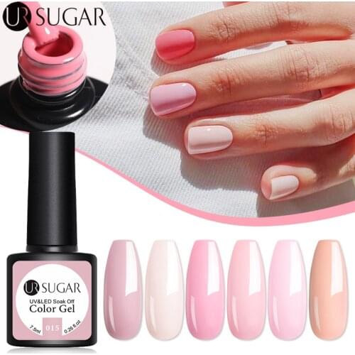 UR SUGAR 7.5ML Spring Bright Color Gel Nail Polish Flower Light Pink Glitter Gel Soak Off UV LED Nail Art Painting Gel