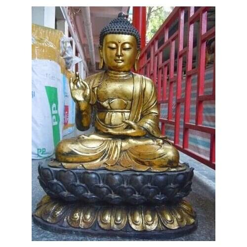 Xd 003036 31" China bronze gild carved Buddhism Sakyamuni buddha Sculpture statue