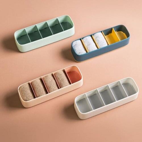 5 Grids Sock Storage Box Drawer Classification Household Socks Separate Storage Box Wardrobe Durable Easy To Clean Cosmetics Box