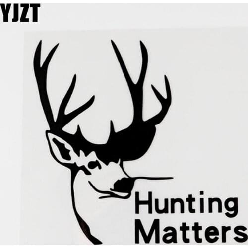 YJZT 13.5CMX13.1CM Hunting Matters Animal Deer Vinyl Decal Car Sticker Black/Silver 8C-0070