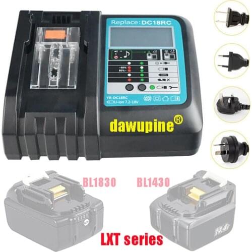 Dawupine DC18RF Li-ion Battery Charger 3A Charging Current LCD For Makita 14.4V 18V BL1830 Bl1430 DC18RC BL1815 BL1415