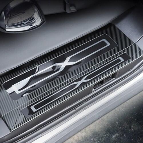 Car Welcome Pedal Door Sill Bar Cover Carbon Fiber Threshold Patch Stainless Steel Protector Sticker Shell For Tesla Model X