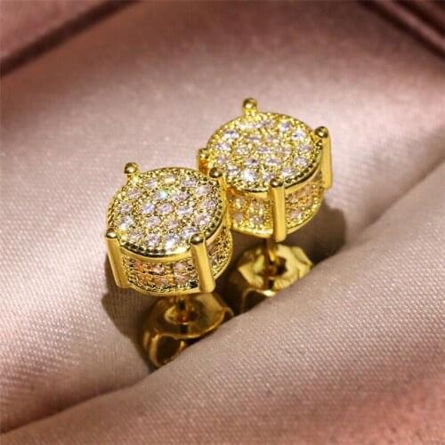 2020 Top Sell Unique Hip Hop Vintage Fashion Jewelry 925 Sterling Silver Full White 5A Zircon Party Women Stud Earring Gift