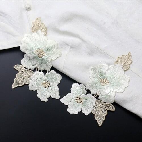 1 Pair or 1 Piece Embroidery Magnolia Flower Patches DIY Clothing Decals Patch Sew-On Type, 5 Colors