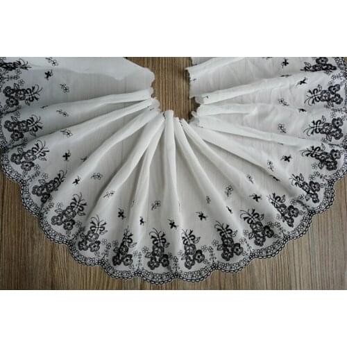 10Yards White Lake Blue Chiffon Lace Trim Polyester Embroidered Wide 22cm Fabric Trimming for Wedding Dress
