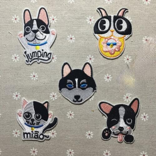 100pcs/lot Embroidery Patch dog puppy animal Clothing Decoration Backpack sewing Accessories Diy Iron Heat Transfer Applique