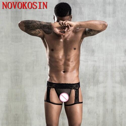 2020 Sexy Tulle Lace G-strings Thongs Gay Underwear Men See Through Short Panties Night Club Lingerie Bulge Cock Pouch