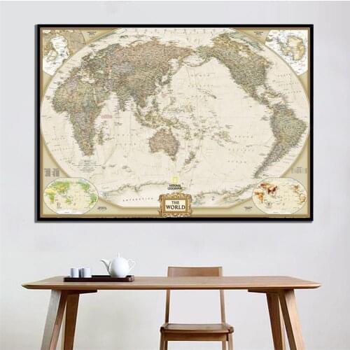 24x36 inch The Wolrd Political Map For Living/Study Room Wall Decor Canvas Painting