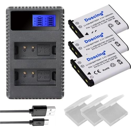 3.7V Li-40B Li-42B Li 40B 42B Li40B Camera Battery + LCD Dual Charger for Olympus Li-42B Pentax D-Li63 Fuji NP-45 Nikon EN-EL10