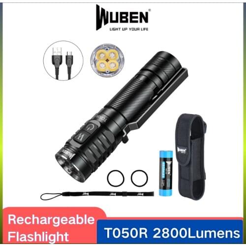WUBEN TO50R Rechargeable Flashlight Utilized 4* LH351D LED 2800LM 6 Lighting Modes With 21700 Battery Protable Lantern